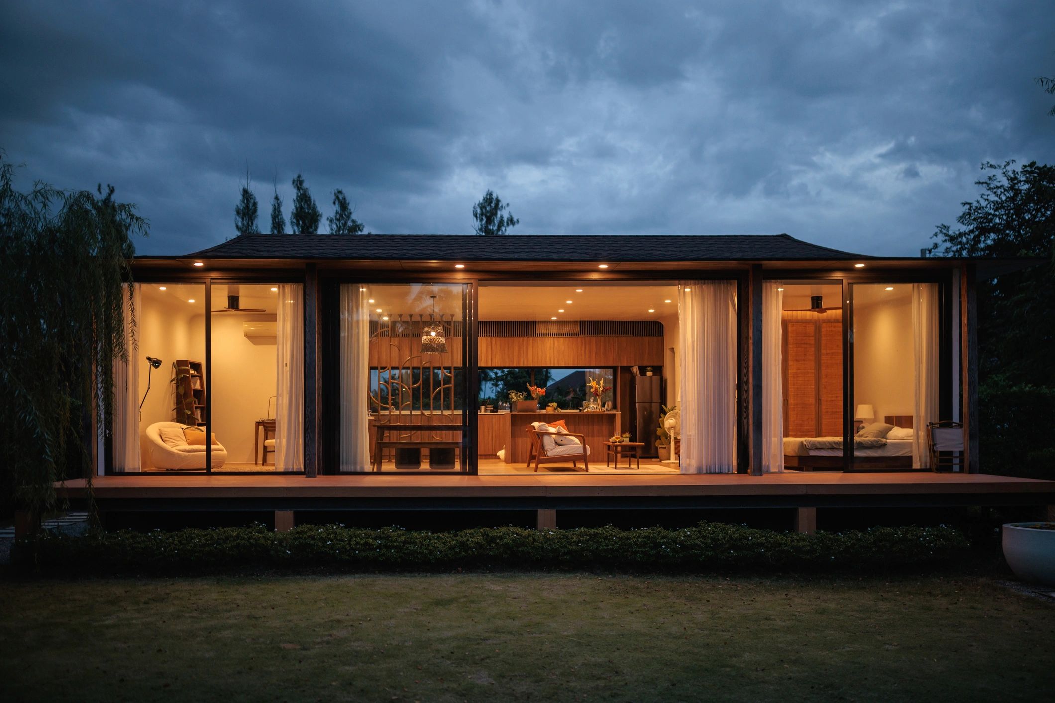 Modern residential exterior showcasing clean architectural lines